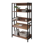 ANDWINT 棚 本棚 収納ラック オープンシェルフ 5段 高さ156×幅84×奥行34cm 木製 ハンガーラック 棚板高さ調節可能 キッチン棚 木目調 北欧 飾り棚 自由変化 組立簡単 レンジ ラック デスク おしゃれ家具