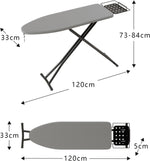 ANDWINT アイロン台 スタンド式 折りたたみ 卓上 高さ調整可能 7段階高さ調節機能 軽量 軽くて丈夫 コンパクトな調節可能な脚と一体型耐熱スチームアイロンレスト付き 熱効率で省エネ 超吸収性 幅120×奥行33×高さ84cm グレー