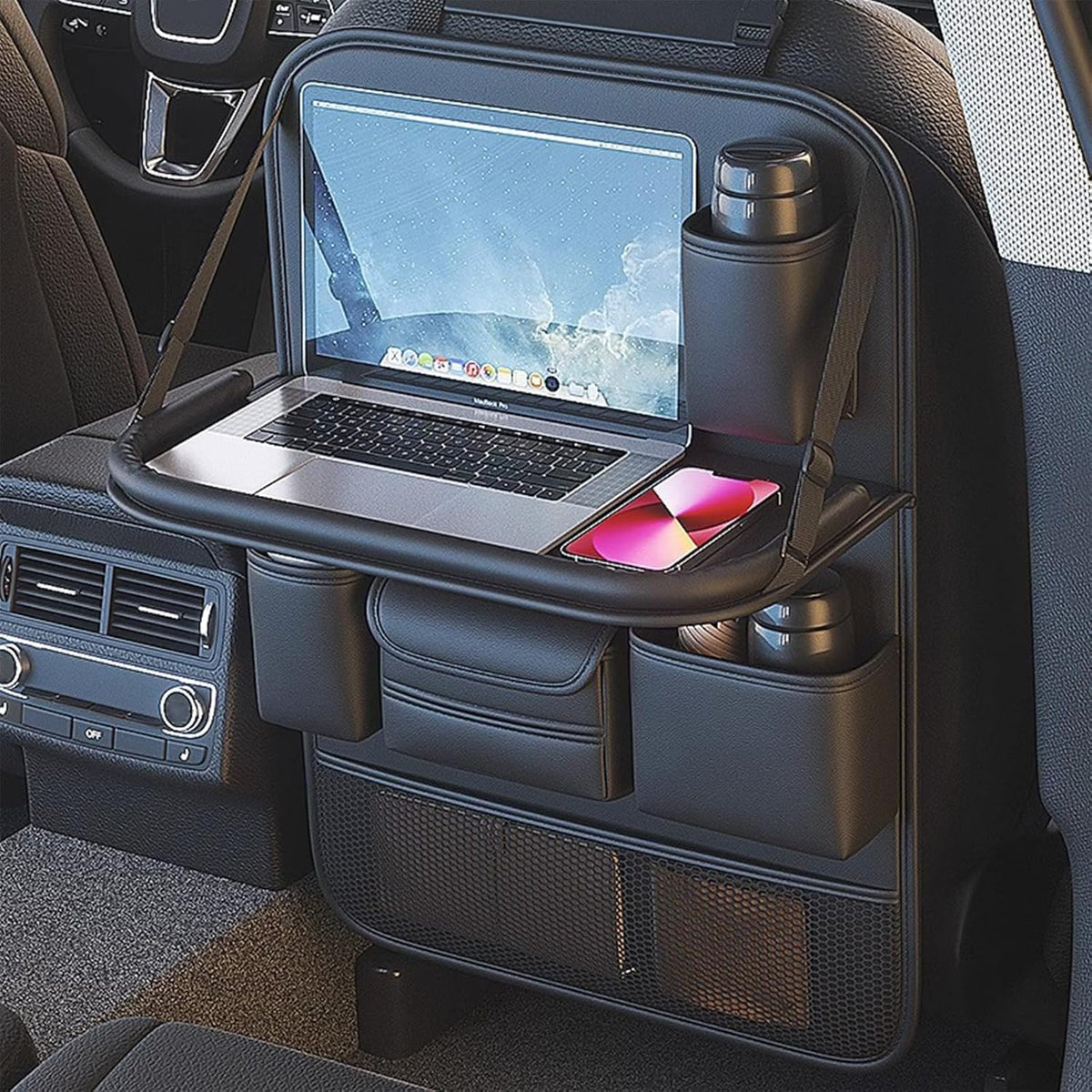 ANDWINT シートバックポケット 車 テーブル 後部座席 折りたたみ式 大容量 キックガード カーシートバックストレージ 多機能 防水防汚 車内収納 簡単設置 吊り下げ 食事 カー用品