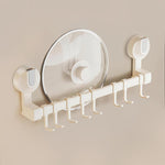 ANDWINT キッチンツールフック 吸盤 フック 強力 アルミニウム キッチンラック 防水防錆 キッチン収納 調理器具 鍋蓋置き キッチンツール 収納 壁掛け 可動式フック 壁 傷つけない 40cm 8個フック