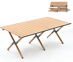 ANDWINT キャンプ テーブル アウトドア 折畳み コンパクト ロールテーブル 組み立て簡単 木目調天板 簡単収納 軽量 傷つきにくい キャップ付き 耐磨耗性 防水 耐熱 手軽に持ち運べる ローテーブル キャンプ用品 120*60*44CM