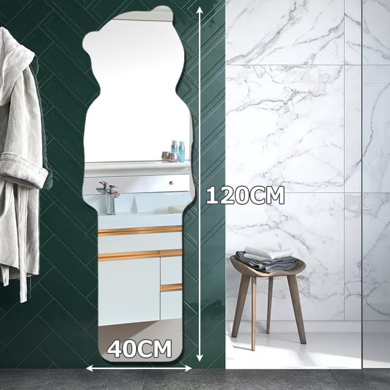 ANDWINT どこでも貼れる割れない鏡 幅40cm*高120cm クマ 貼る鏡 壁掛け鏡 ミラー 全身鏡 姿見 アクリルミラー ミラーシート ウォールミラー 化粧鏡 ソフトミラー