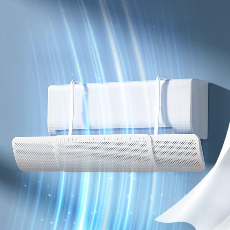 ANDWINT エアコン風よけカバー 伸縮自在 直撃風防止 風向き上下180°調整 幅は伸縮調整可能53~90cm 壁掛け式 穴あけ不要 取り付け簡単 3秒だけ組み立て完了 軽量 節電 多機種対応 多通気孔 均一導風 冷房暖房通用