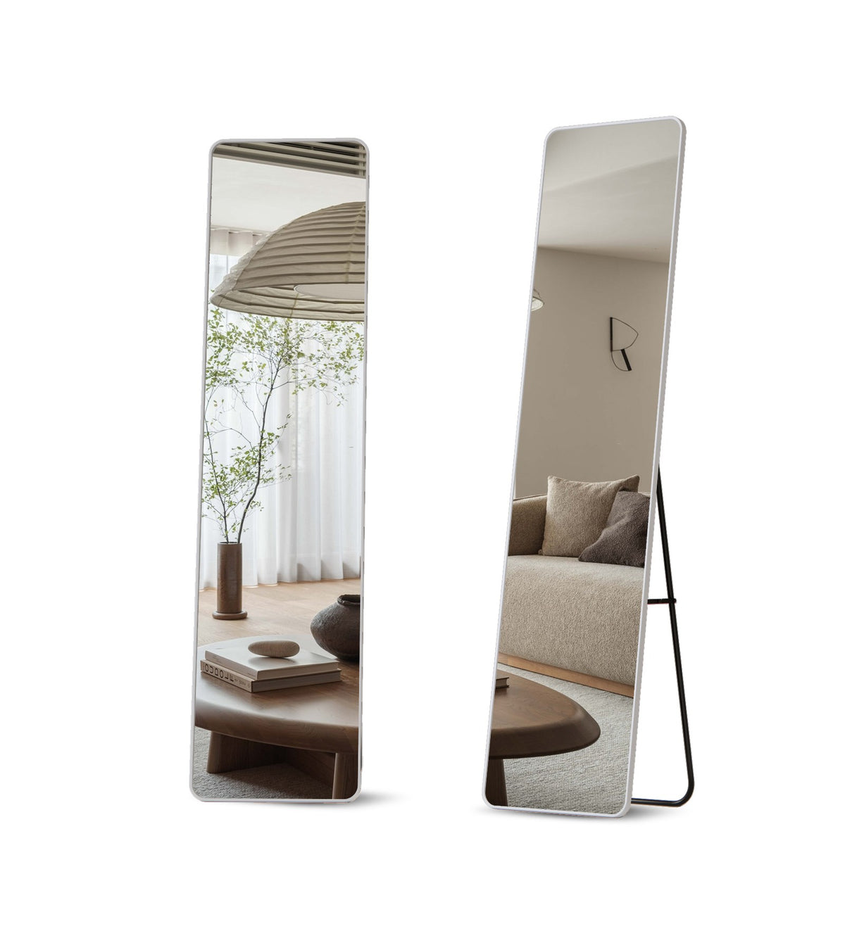 ANDWINT 鏡 ミラー 姿見鏡 全身鏡 立て鏡 幅36.5×高146cm 丸角スタンドミラー 壁掛けスタンディング試着鏡 フルボディミラー ダンスミラー 割れない 立てかけ 地震対策 飛散防止