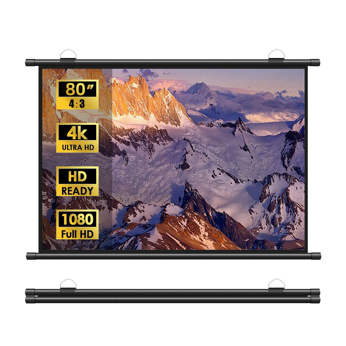 ANDWINT プロジェクター スクリーン 80インチ ホームシアター 吊り下げ 折りたたみ 視野角170° 大画面 壁掛け 投影スクリーン 持ち運び 屋内屋外兼用