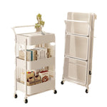 ANDWINT キッチンワゴン 組立不要 3段 折り畳み式 スチールラック 幅46×奥行29.5×高さ87cm バスケットトローリー バスケットラック ハンドル キッチンラック キャスター付き 3段 棚 隙間収納 収納ワゴン 収納カート 収納ラック 移動式