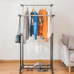 ANDWINT ハンガーラック スリム 頑丈 パイプハンガー ダブル キャスター付き 幅80*奥行42*高さ90-160cm さびにくい コートハンガー 高さ調節可能 マット加工 おしゃれ かんたん組み立て シングルタイプ 省スペース 洋服掛け ディスプレイ 物干し 室内干し