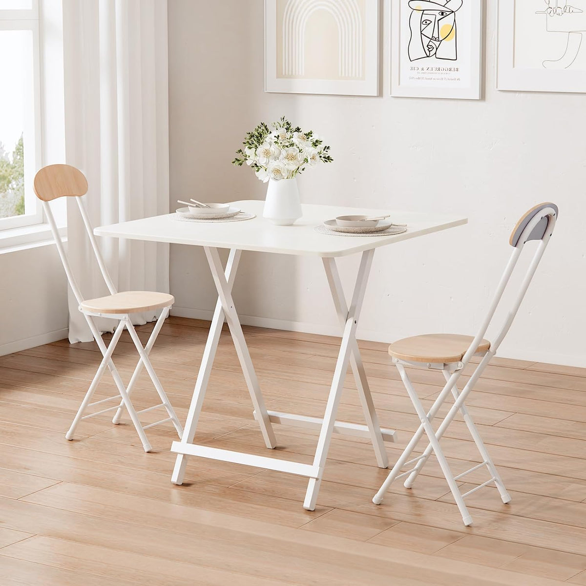 ANDWINT テーブル ダイニングテーブル 折畳みテーブル 幅80×奥行80×高さ74cm 省スペース カフェテーブル コンパクト 食卓 作業台 一人暮らし キッチン アウトドア キャンプ 組み立て不要 木目調 おしゃれ家具