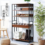 ANDWINT 棚 本棚 収納ラック オープンシェルフ 5段 高さ156×幅84×奥行34cm 木製 ハンガーラック 棚板高さ調節可能 キッチン棚 木目調 北欧 飾り棚 自由変化 組立簡単 レンジ ラック デスク おしゃれ家具