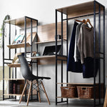 ANDWINT 棚 本棚 収納ラック オープンシェルフ 5段 高さ156×幅84×奥行34cm 木製 ハンガーラック 棚板高さ調節可能 キッチン棚 木目調 北欧 飾り棚 自由変化 組立簡単 レンジ ラック デスク おしゃれ家具