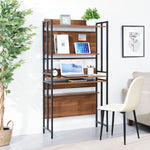 ANDWINT 棚 本棚 収納ラック オープンシェルフ 5段 高さ156×幅84×奥行34cm 木製 ハンガーラック 棚板高さ調節可能 キッチン棚 木目調 北欧 飾り棚 自由変化 組立簡単 レンジ ラック デスク おしゃれ家具