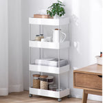 ANDWINT キッチンワゴン キャスター付き スリム 隙間収納 収納ラック 細い棚 台所 調味料ラック ペットボトル 洗面所 おしゃれ 小物 冷蔵庫横 収納カート ローリングラック シンク下オーガナイザーとストレージ 4段 ホワイト