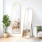 ANDWINT 全身鏡 姿見鏡 スタンドミラー 壁掛け鏡 アーチ型 薄型アルミ合金フレーム 36*146cm 折りたたみ 自立 軽量 省スペース 安全設計 飛散防止 おしゃれ モダン 鏡