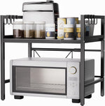 ANDWINT レンジラック レンジ台 幅40~60cm 伸縮式 フック6枚付属で掛ける収納可能 高さ2段階調節 キッチン収納ラック レンジボード トースターラック 調味料棚 省スペース 耐荷重30kg