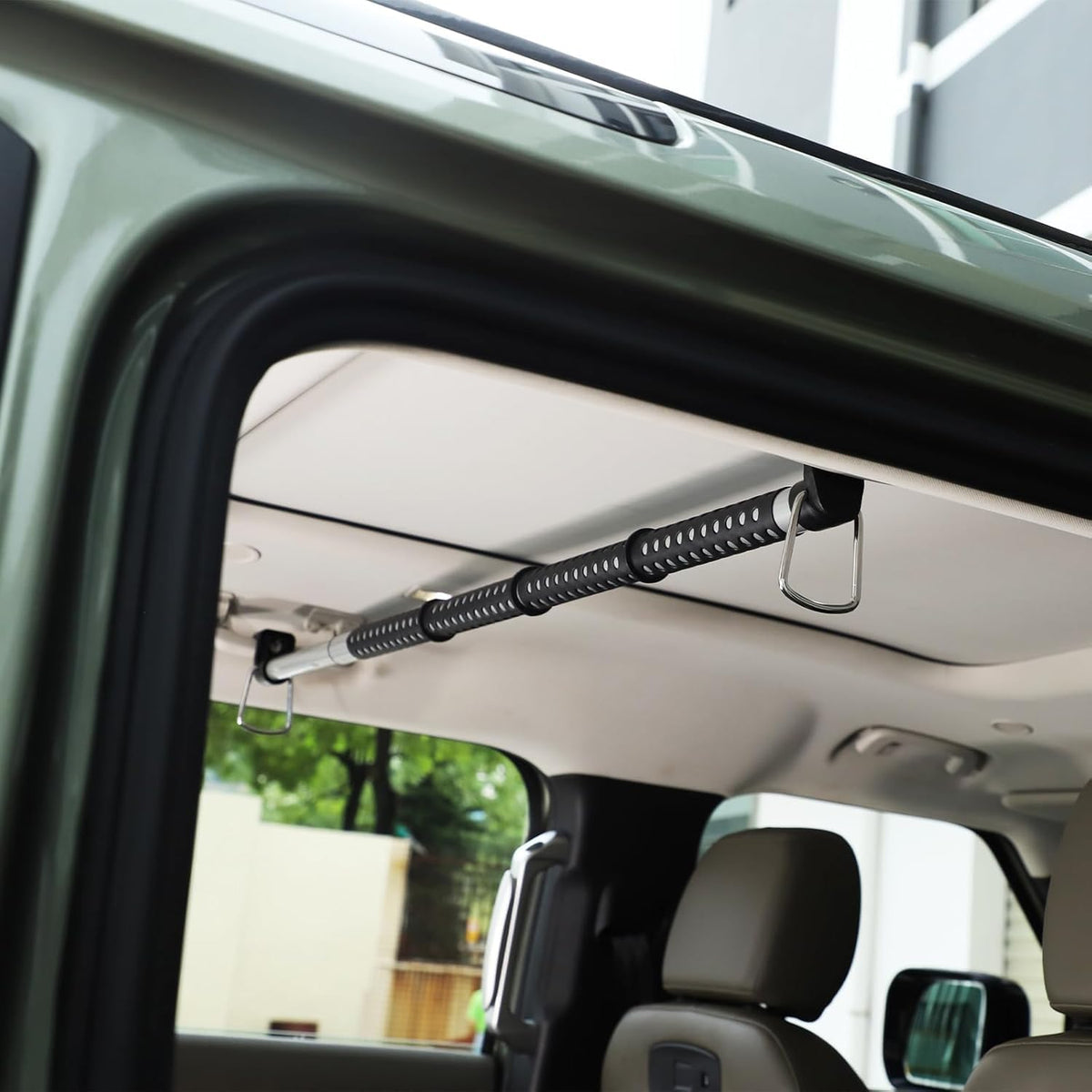 ANDWINT 車 ハンガー 物干し竿 91cm~162cm 伸縮自在 車用 インテリアバー 車内収納 ロッドホルダー 突っ張り棒 高強度 滑り止め 室内キャリアバー 釣り竿 スノーボード 置き 滑り止め 引き込み式 天井収納