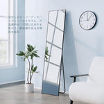 ANDWINT 全身鏡 姿見 鏡 壁掛け スタンドミラー かがみ 36.5×146cm 折りたたみ 自立 軽量 薄型 アルミ合金 直角型 完成品 大型 おしゃれ 飛散防止 地震対策 ブラック