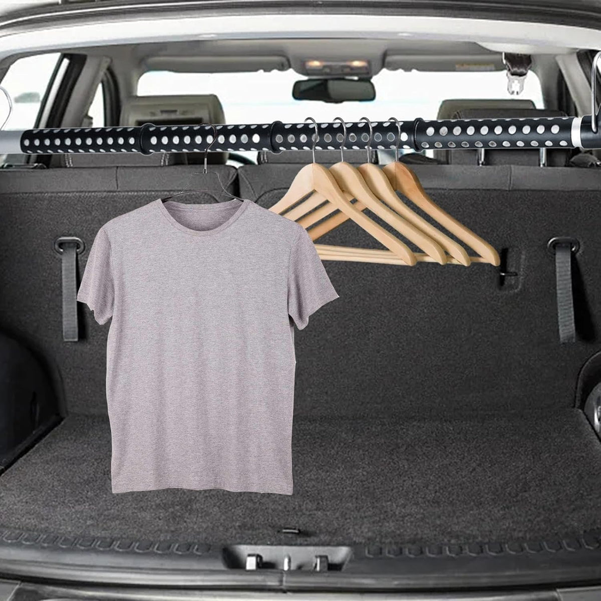 ANDWINT 車 ハンガー 物干し竿 91cm~162cm 伸縮自在 車用 インテリアバー 車内収納 ロッドホルダー 突っ張り棒 高強度 滑り止め 室内キャリアバー 釣り竿 スノーボード 置き 滑り止め 引き込み式 天井収納