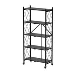 ANDWINT スチールラック メタルラック 完成品 キャスター付き 幅70 5段 折り畳みラック ラック 収納ラック レンジ台 オープンラック 収納棚 キッチンラック コンパクト お手入れ簡単 大容量