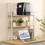 ANDWINT 机上ラック クランプ式 2段 幅78*奥行22*高さ90cm デスク上 高さ調整 書類 ファイル 収納 デスクボード 後付け 取付簡単 モニター台 机上整理 ナチュラル オーク ホワイト