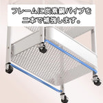 ANDWINT キッチンワゴン 組立不要 3段 折り畳み式 スチールラック 幅46×奥行29.5×高さ87cm バスケットトローリー バスケットラック ハンドル キッチンラック キャスター付き 3段 棚 隙間収納 収納ワゴン 収納カート 収納ラック 移動式